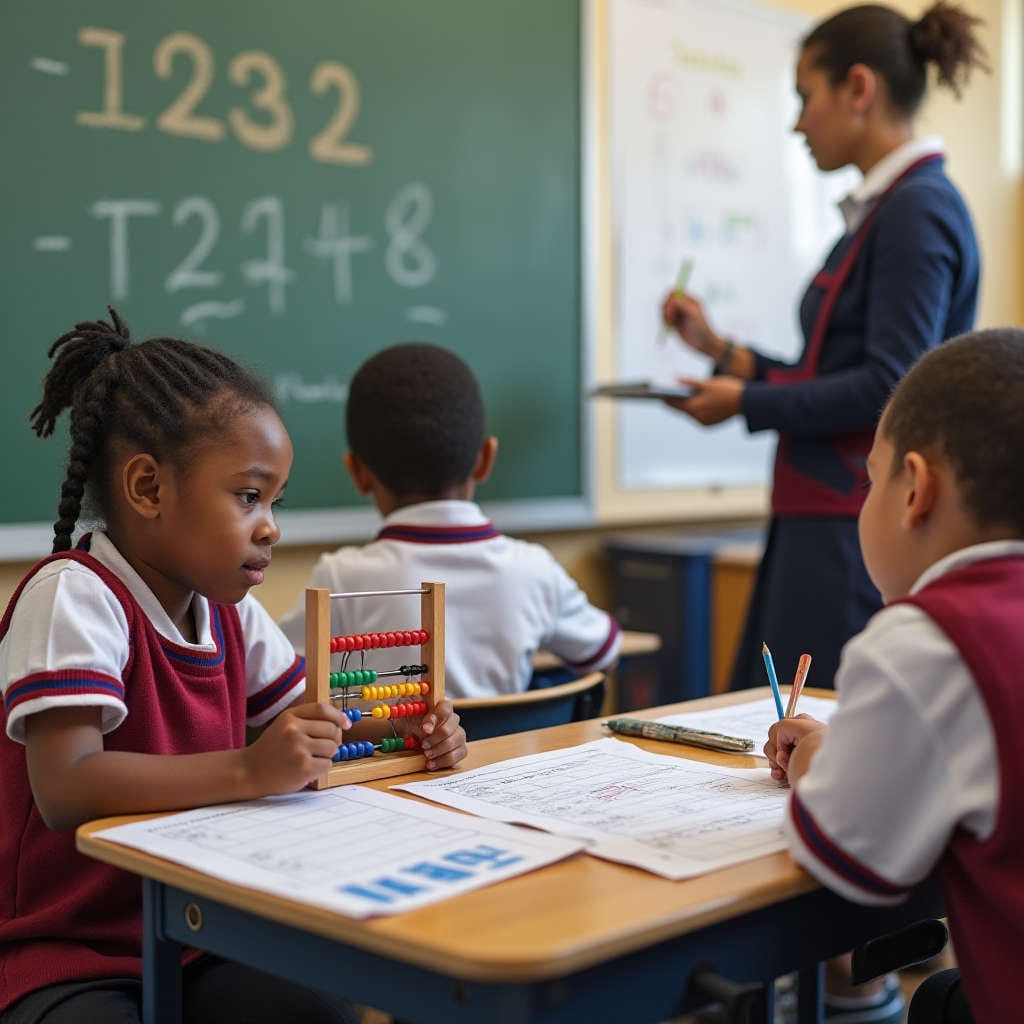 Celebrating Expertise in Mathematics Teaching: Insights from Dr Linda le Hanie Learners in maths class playing with an abacus.